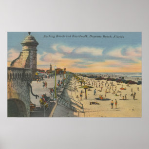 Daytona Beach, FL - Boardwalk Uitzicht van Beach Poster