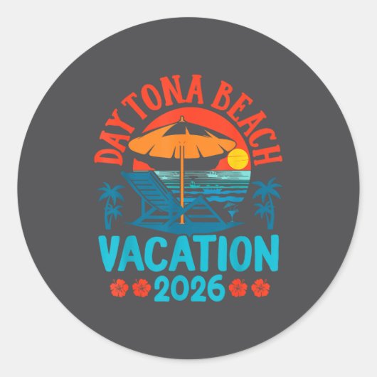 Daytona Beach Florida 2026 Family Vacation Summer  Ronde Sticker (Voorkant)