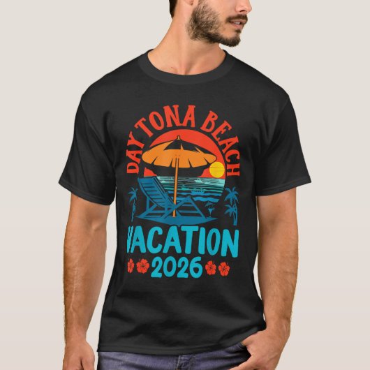 Daytona Beach Florida 2026 Family Vacation Summer  T-shirt (Voorkant)