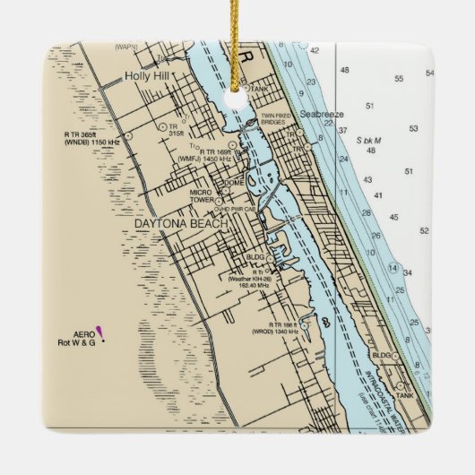Daytona Beach Florida Chart Keramisch Ornament (Achterkant)