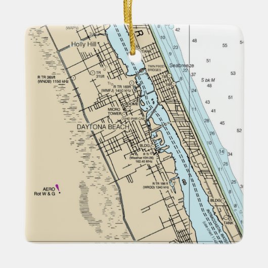 Daytona Beach Florida Chart Keramisch Ornament (Voorkant)