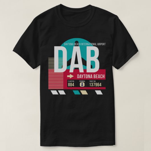 Daytona Beach Florida DAB Airport Code Bagage Labe T-shirt (Design voorkant)