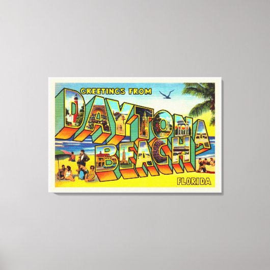 Daytona Beach Florida FL Briefkaart met grote lett Canvas Afdruk (Voorkant)