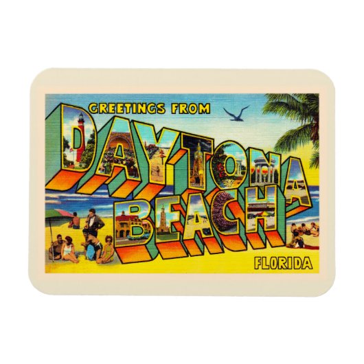 Daytona Beach Florida FL Briefkaart met grote lett Magneet (Horizontaal)