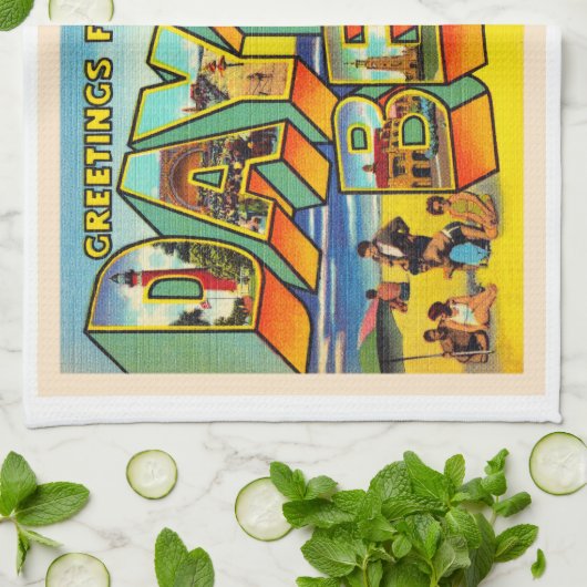 Daytona Beach Florida FL Briefkaart met grote lett Theedoek (Gevouwen)