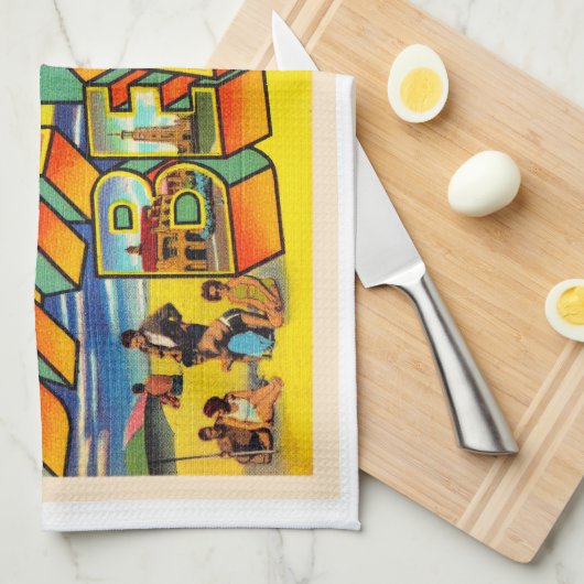 Daytona Beach Florida FL Briefkaart met grote lett Theedoek (Quarter Fold)