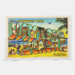 Daytona Beach Florida FL Briefkaart met grote lett Theedoek