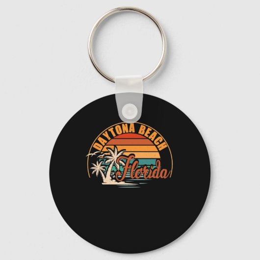 Daytona Beach Florida FL  Grafisch Retro 70s Sleutelhanger (Voorkant)