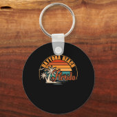Daytona Beach Florida FL  Grafisch Retro 70s Sleutelhanger (Voorkant)