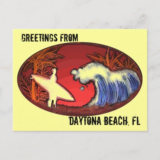 Daytona Beach Florida Groeten surf briefkaart (Voorkant)