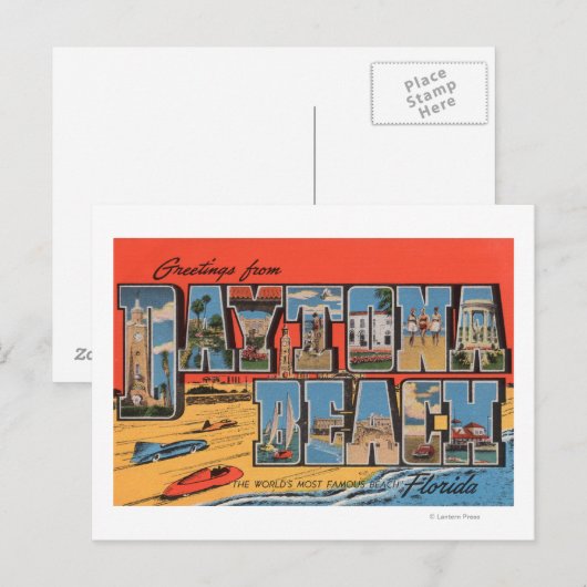 Daytona Beach, Florida - Grote letterscènes Briefkaart (Voorkant / Achterkant)
