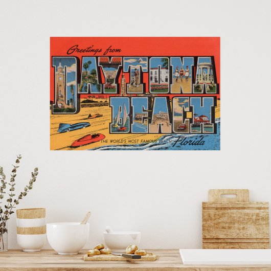 Daytona Beach, Florida - Grote letterscènes Poster (Keuken)