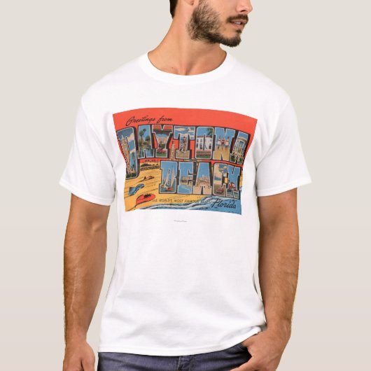 Daytona Beach, Florida - Grote letterscènes T-shirt (Voorkant)