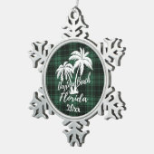 Daytona Beach Florida Palm Green Pset Tin Sneeuwvlok Ornament (Rechts)
