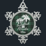 Daytona Beach Florida Palm Green Pset Tin Sneeuwvlok Ornament<br><div class="desc">Daytona Beach Florida Palm Tree Green Pset Kerstversiering</div>