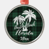 Daytona Beach Florida Palm Tree Green Metalen Ornament (Voorkant)