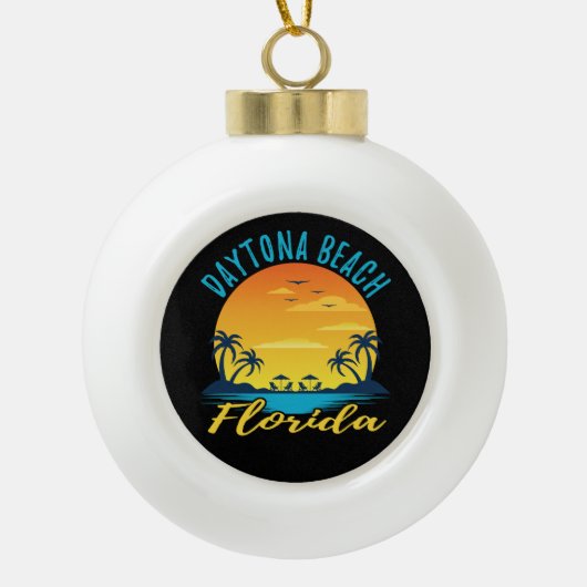 Daytona Beach Florida Palm Trees Beach Keramische Bal Ornament (Voorkant)