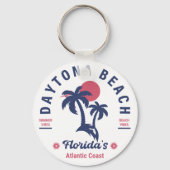 Daytona Beach Florida Palm Trees Souvenirs 60s Sleutelhanger (Voorkant)