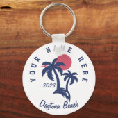 Daytona Beach Florida Palm Trees Souvenirs 60s Sleutelhanger (Achterkant)