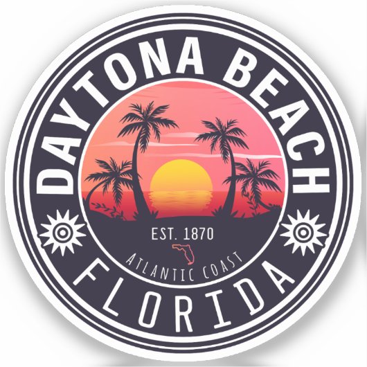 Daytona Beach Florida Palm Trees Souvenirs 60s Sticker (Voorkant)