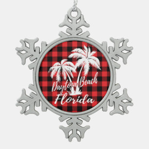 Daytona Beach Florida Palm Trees Tin Sneeuwvlok Ornament