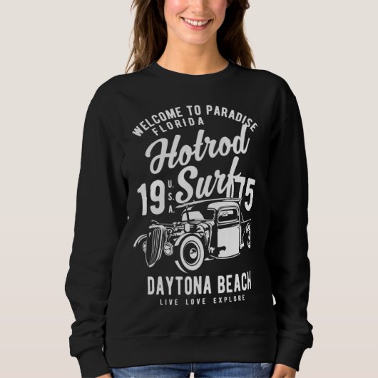 Daytona Beach Florida Retro Hotrod Surf 13 Trui (Voorkant)