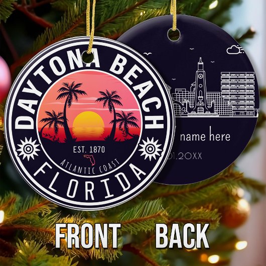 Daytona Beach Florida Retro Sunset Souvenirs 80s Keramisch Ornament