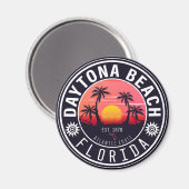 Daytona Beach Florida Retro Sunset Souvenirs 80s Magneet (Voorkant / Achterkant)