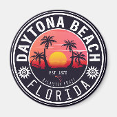 Daytona Beach Florida Retro Sunset Souvenirs 80s Magneet (Voorkant)