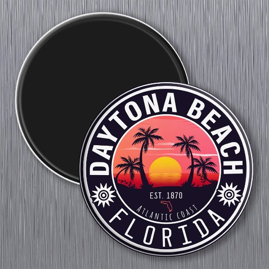 Daytona Beach Florida Retro Sunset Souvenirs 80s Magneet