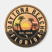 Daytona Beach Florida Retro Sunset Souvenirs Magneet (Voorkant)