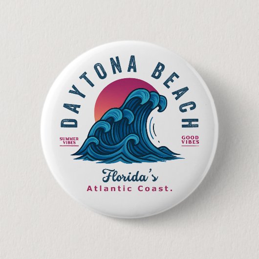 DAYTONA BEACH FLORIDA SUMMER WAVACATION RONDE BUTTON 5,7 CM (Voorkant)