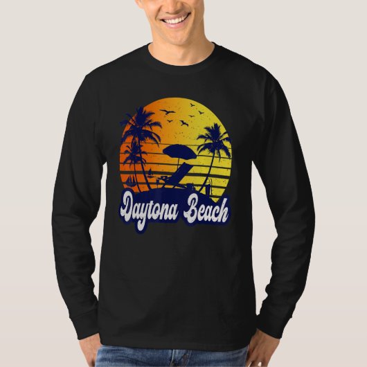 Daytona Beach Florida Sunset Beach Retro T-shirt (Voorkant)