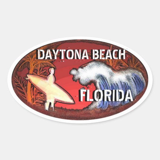 Daytona Beach Florida surf kunst stickers (Voorkant)