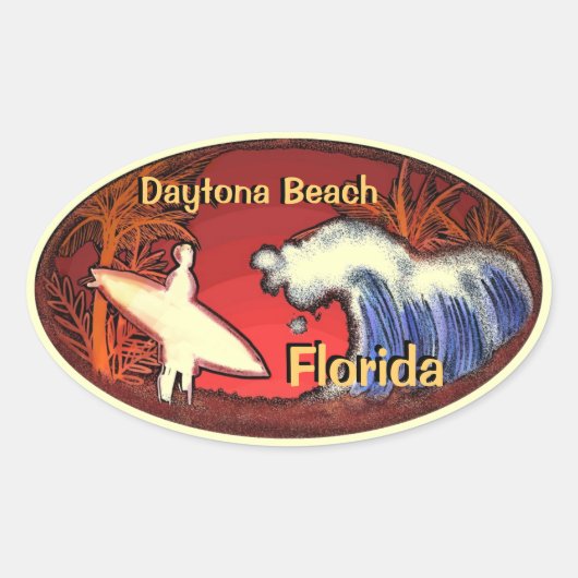 Daytona Beach Florida surfer golft stickers (Voorkant)