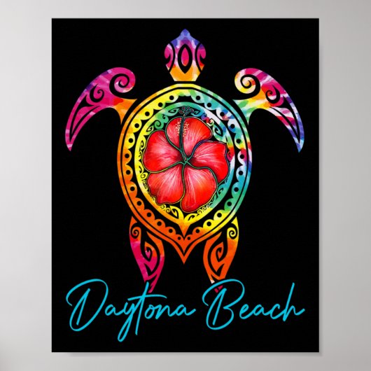 Daytona Beach Florida Tie Dye Zee Schildpad Vakant Poster (Voorkant)