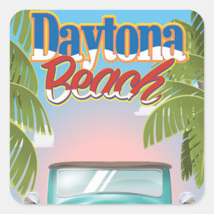 Daytona Beach, Florida USA vintage poster Vierkante Sticker
