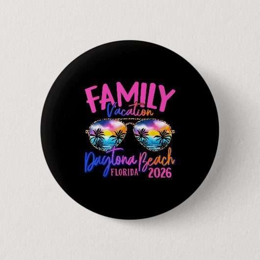 Daytona Beach Florida Vacation 2026 Matching Famil Ronde Button 5,7 Cm (Voorkant)