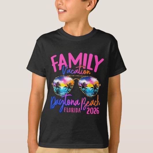 Daytona Beach Florida Vacation 2026 Matching Famil T-shirt (Voorkant)