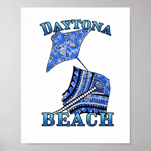 Daytona Beach Florida Vacation Tribal Stingray Poster (Voorkant)
