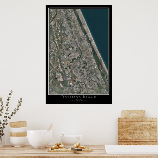 Daytona Beach Florida van Space Satellite Map Poster (Keuken)