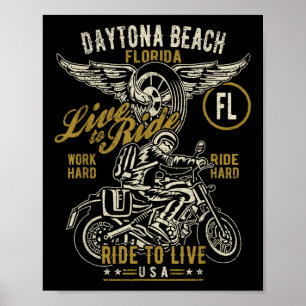 Daytona Beach Florida Verenigde Staten Motorfiets  Poster
