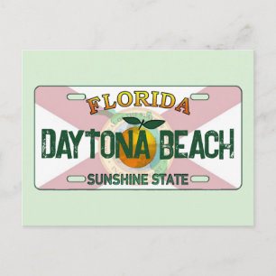 Daytona Beach Florida vlag licentie bord briefkaar Feestdagenkaart