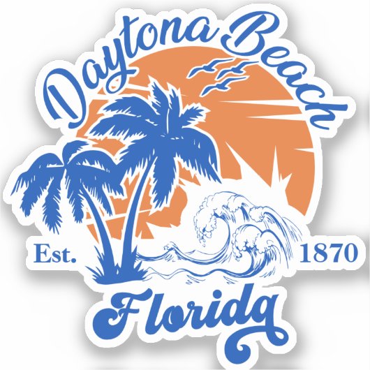 Daytona Beach Florida Zomergolven Vakantie jaren 6 Sticker (Voorkant)