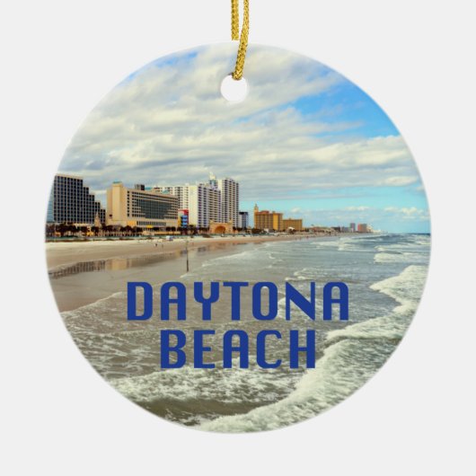 Daytona Beach foto met naam Keramisch Ornament (Voorkant)