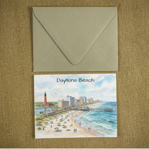 Daytona Beach Kustcharme Watercolor Kunst Briefkaart