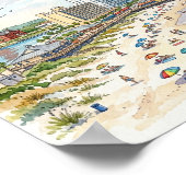 Daytona Beach Kustcharme Watercolor Kunst Poster (Hoek)