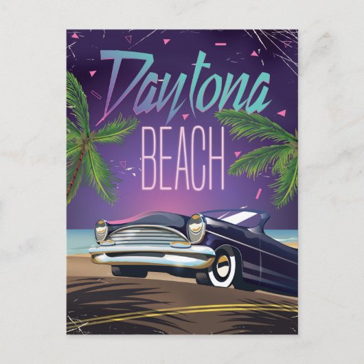 Daytona Beach Oude Auto Reisposter Briefkaart (Voorkant)