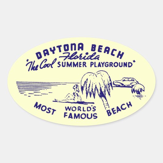 Daytona Beach Ovale Sticker (Voorkant)