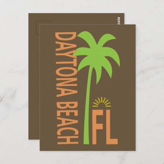 Daytona Beach typografisch met palmboom Briefkaart (Voorkant / Achterkant)